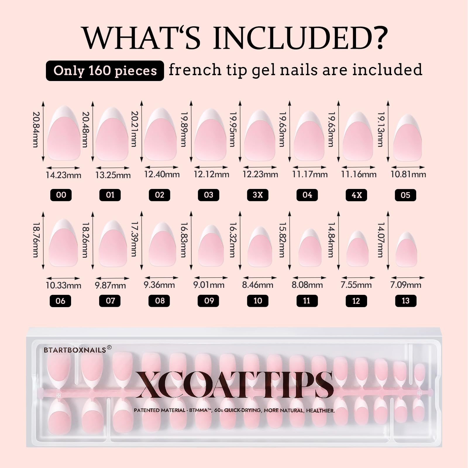 BTArtboxnails, ongles préformés taillés sans base coat nécessaire.