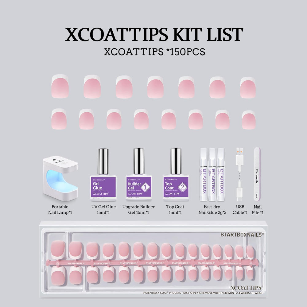 BTARTBOXNAILS XCOATTIPS - Apprêt et base inclus pour démarrage rapide