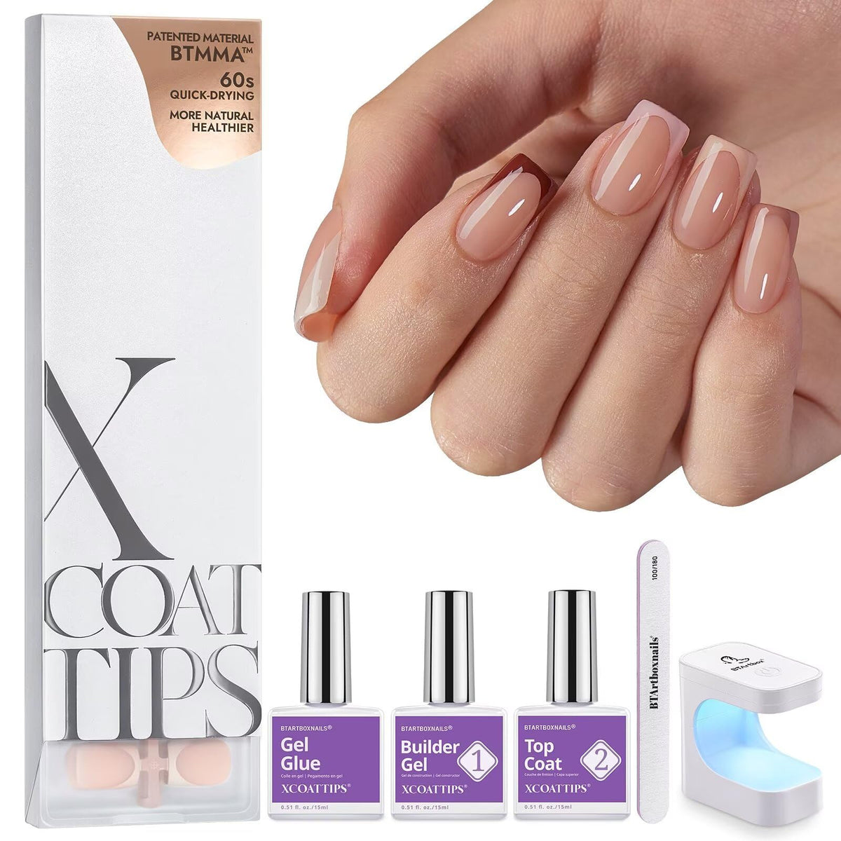 BTArtboxnails XCOATTIPS: boîte etui prête à poser pour une manucure rapide et pratique.