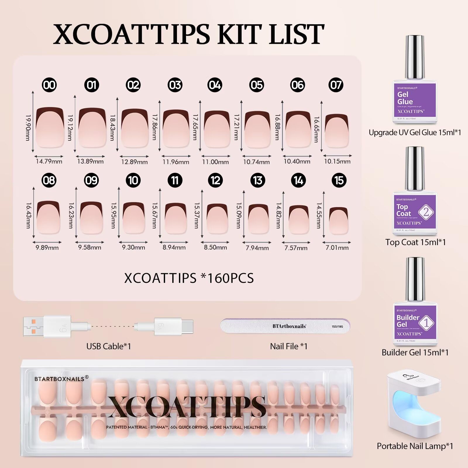 BTArtboxnails XCOATTIPS: couche finissante protège les ongles et prolonge la tenue.