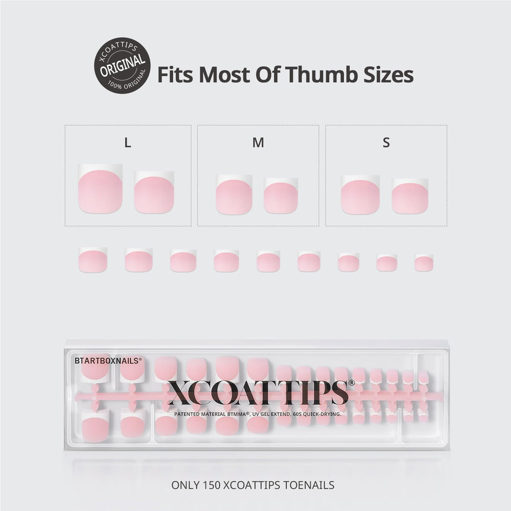 BTArtboxnails XCOATTIPS Embouts d’orteil roses carrés, confort durable