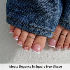 BTArtboxnails XCOATTIPS Embouts d’orteil roses carrés, fixation rapide avec gel