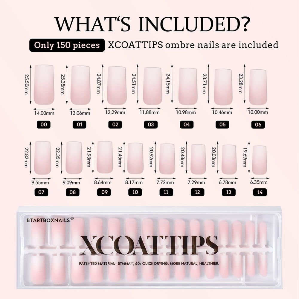 BTArtboxnails XCOATTIPS Ensemble 150 pièces: 15 tailles pour ajustement précis.