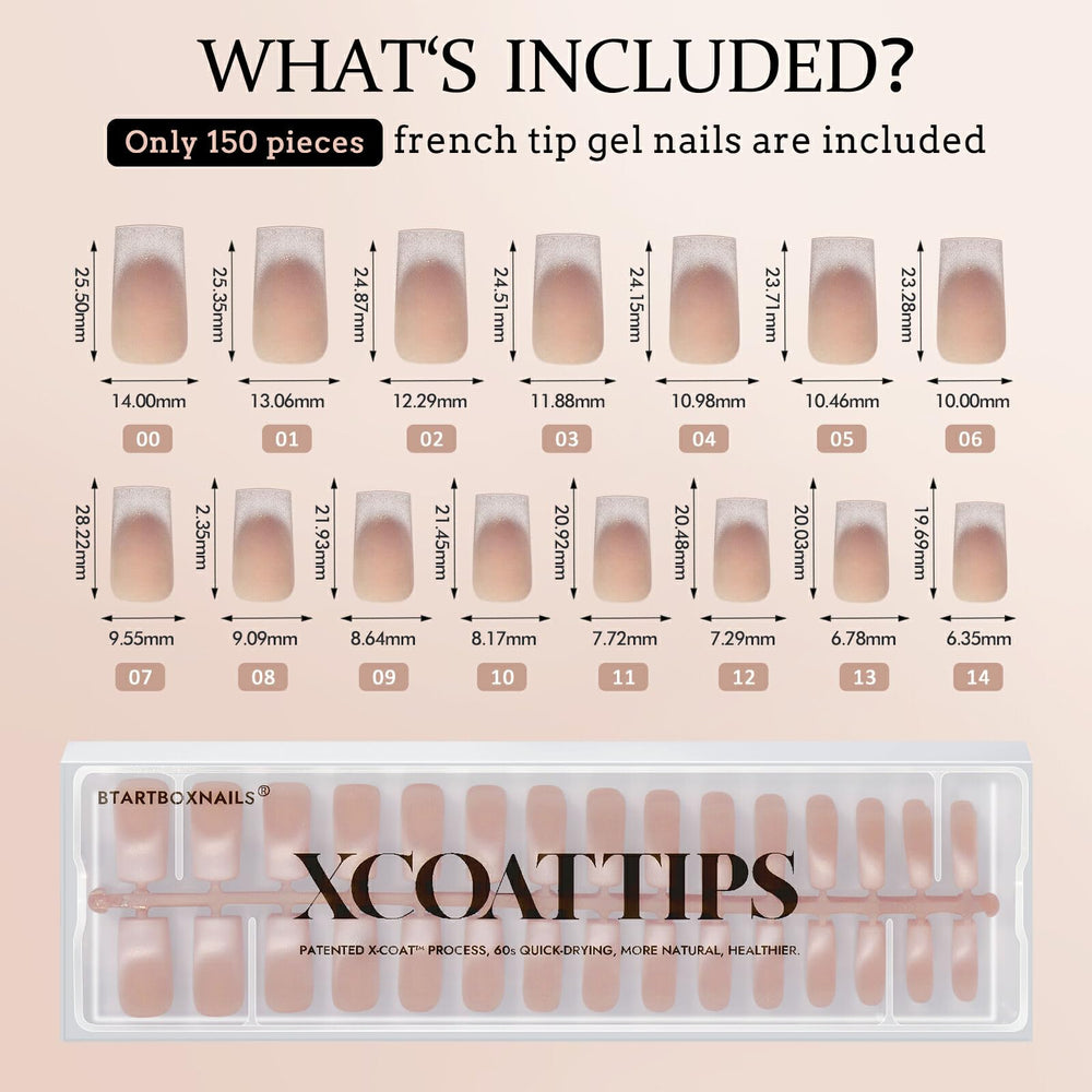 BTArtboxnails XCOATTIPS: ensemble ongles carrés longs pour une tenue élégante.