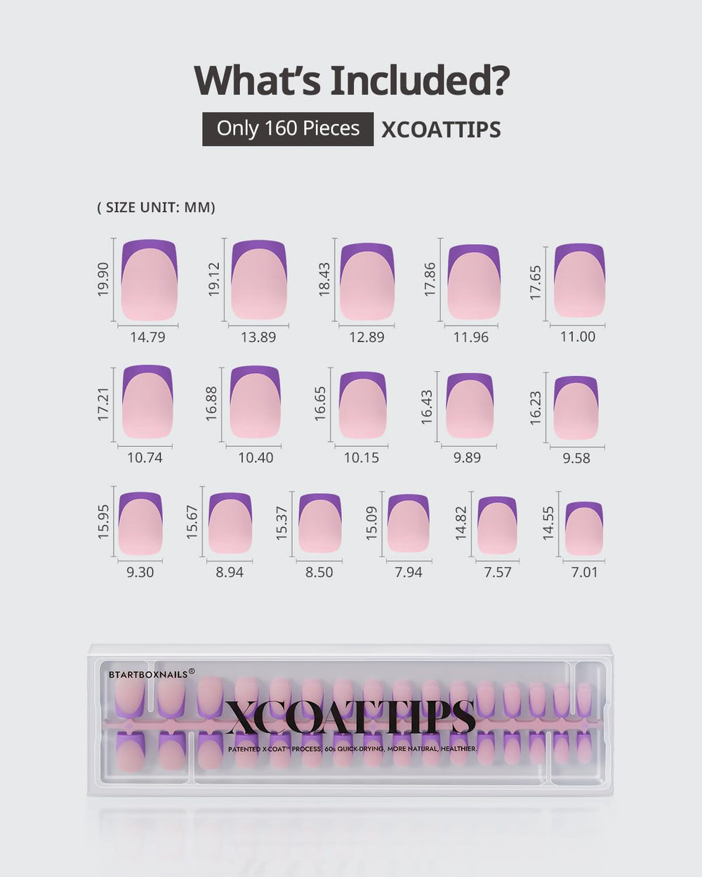 BTArtboxNails XCOATTIPS: fini naturel et ajustement précis pour une apparence professionnelle