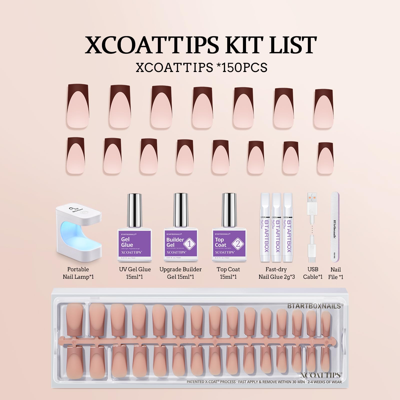 Gel et top coat inclus pour une finition durable