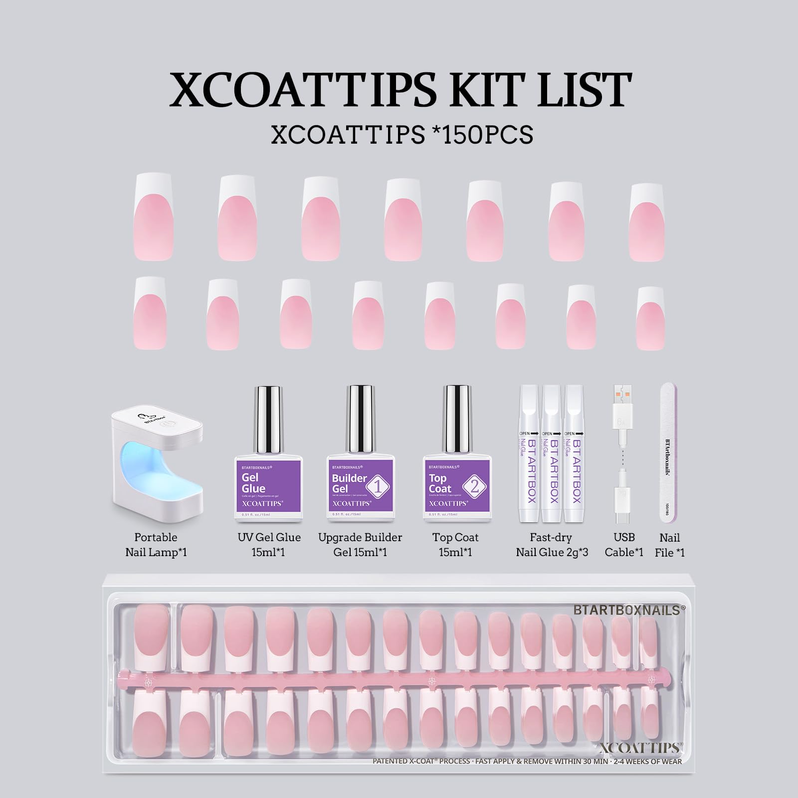 BTArtboxnails XCOATTIPS: lampe à ongles intégrée facilite la cure des gels.