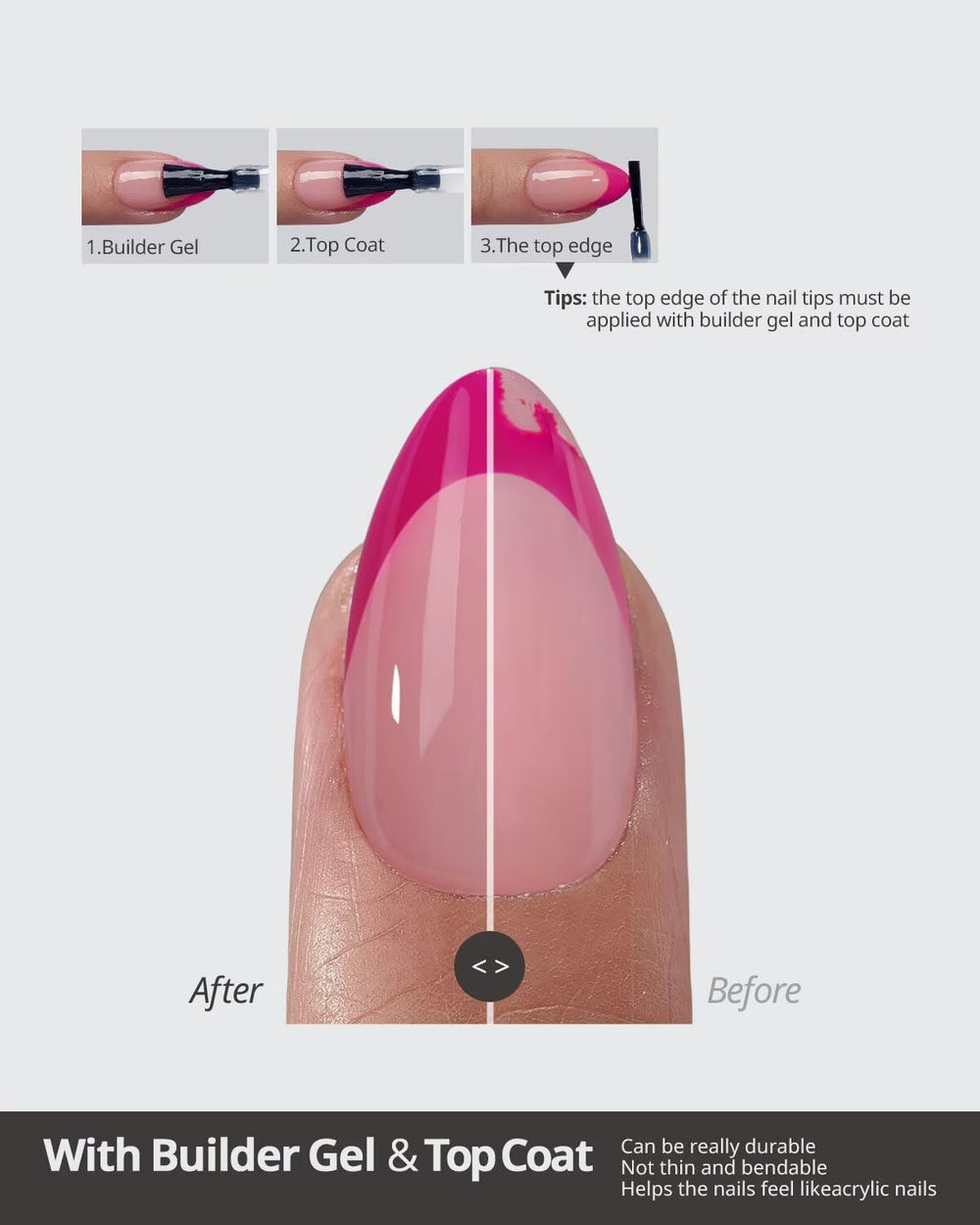 BTArtboxnails XCOATTIPS: lot de 150 pièces roses, extensions prêtes à l'emploi