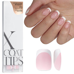 BTArtboxNails XCOATTIPS: manucure française rose extra courte carrée, rendu salon à domicile.
