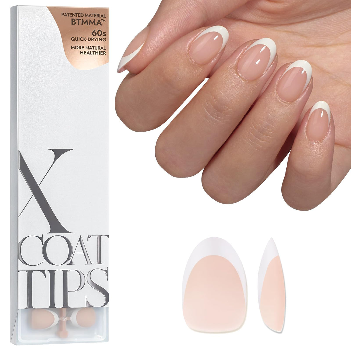 BTARTBOXNAILS XCOATTIPS: onglet amande neutre pour un look naturel