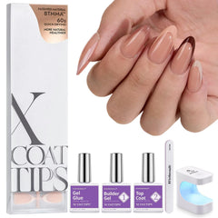 BTArtboxnails XCOATTIPS : ongles amandes avec effet manucure française pour usage quotidien