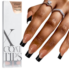BTArtboxnails XCOATTIPS: Ongles Français noirs pour une manucure élégante et durable.