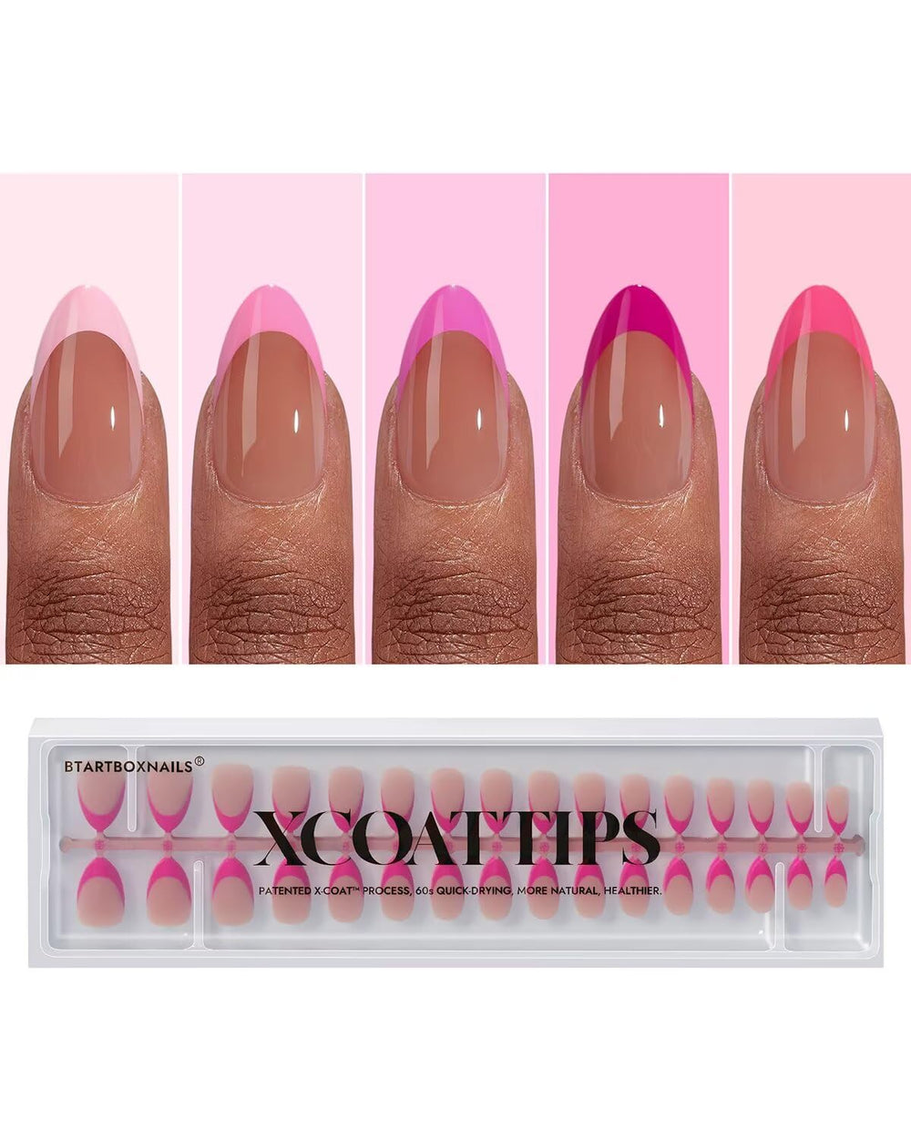 BTArtboxnails XCOATTIPS: ongles français rose, pointe courte, allure naturelle