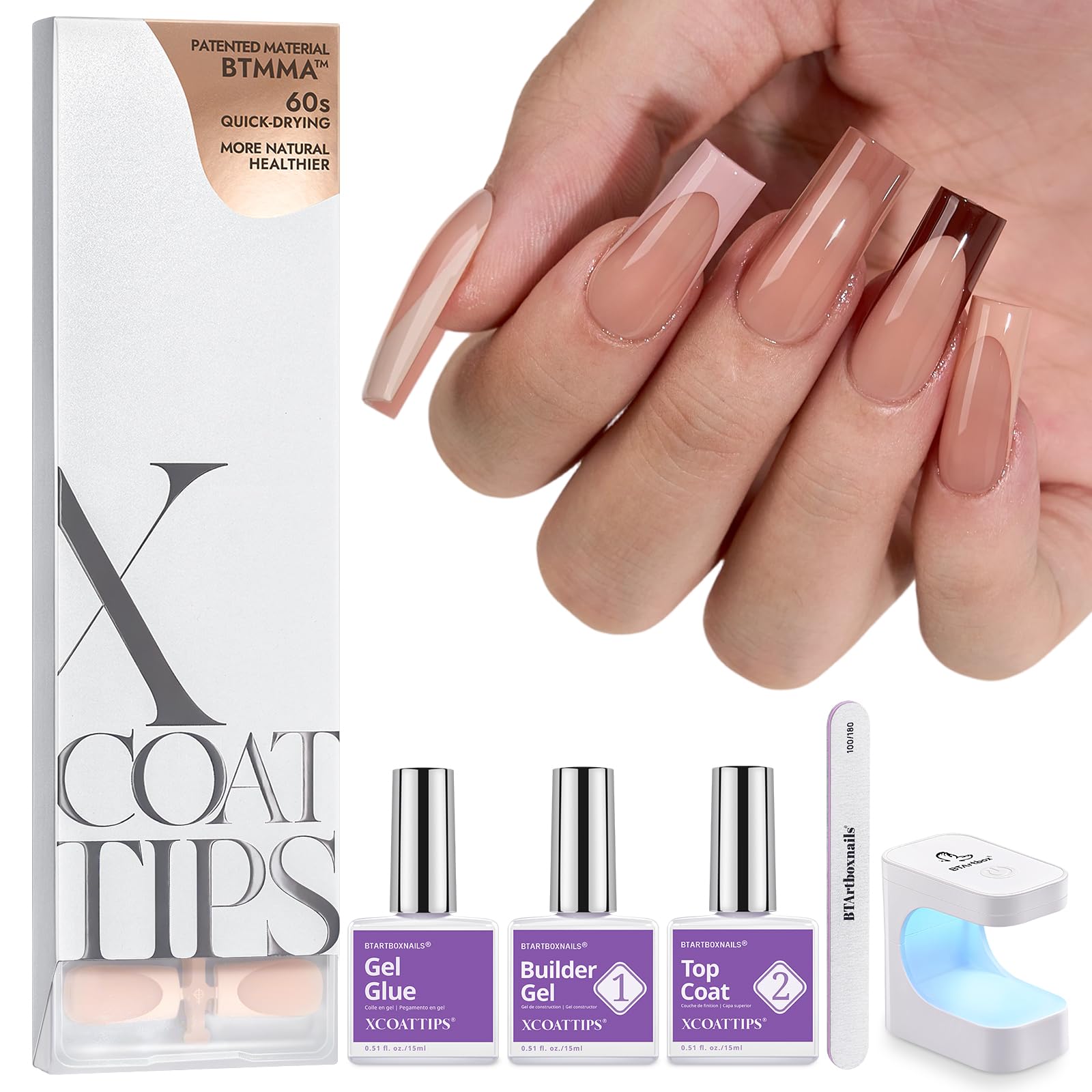 BTArtboxnails XCOATTIPS – ongles françaises neutres pour une manucure élégante à domicile