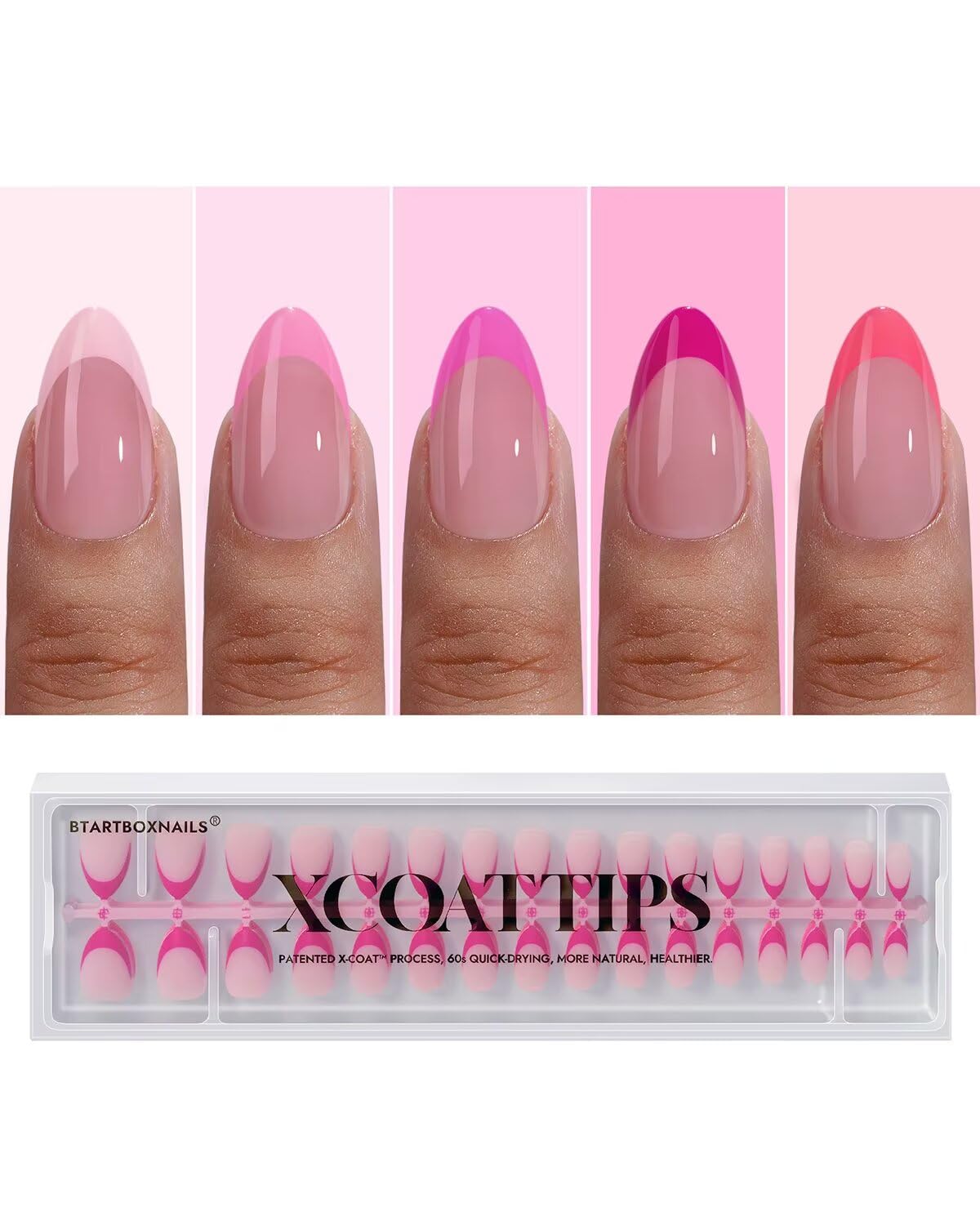 BTArtboxnails XCOATTIPS - ongles press-on roses avec French tip élégante