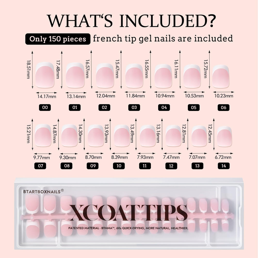 BTArtboxNails XCOATTIPS: double option d’application – colle rapide et gel durable.
