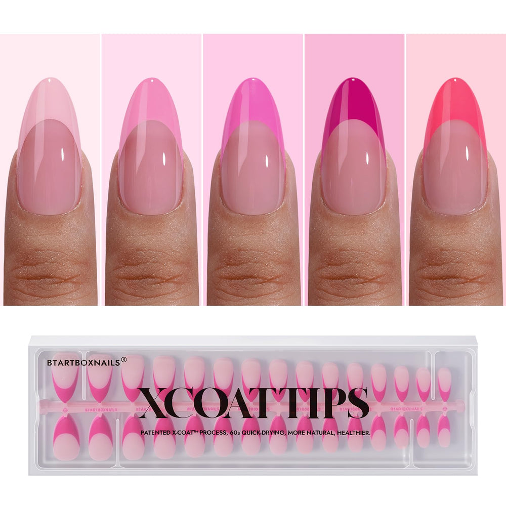 BTArtboxNails XCOATTIPS rose french amande: manucure élégante et rapide.