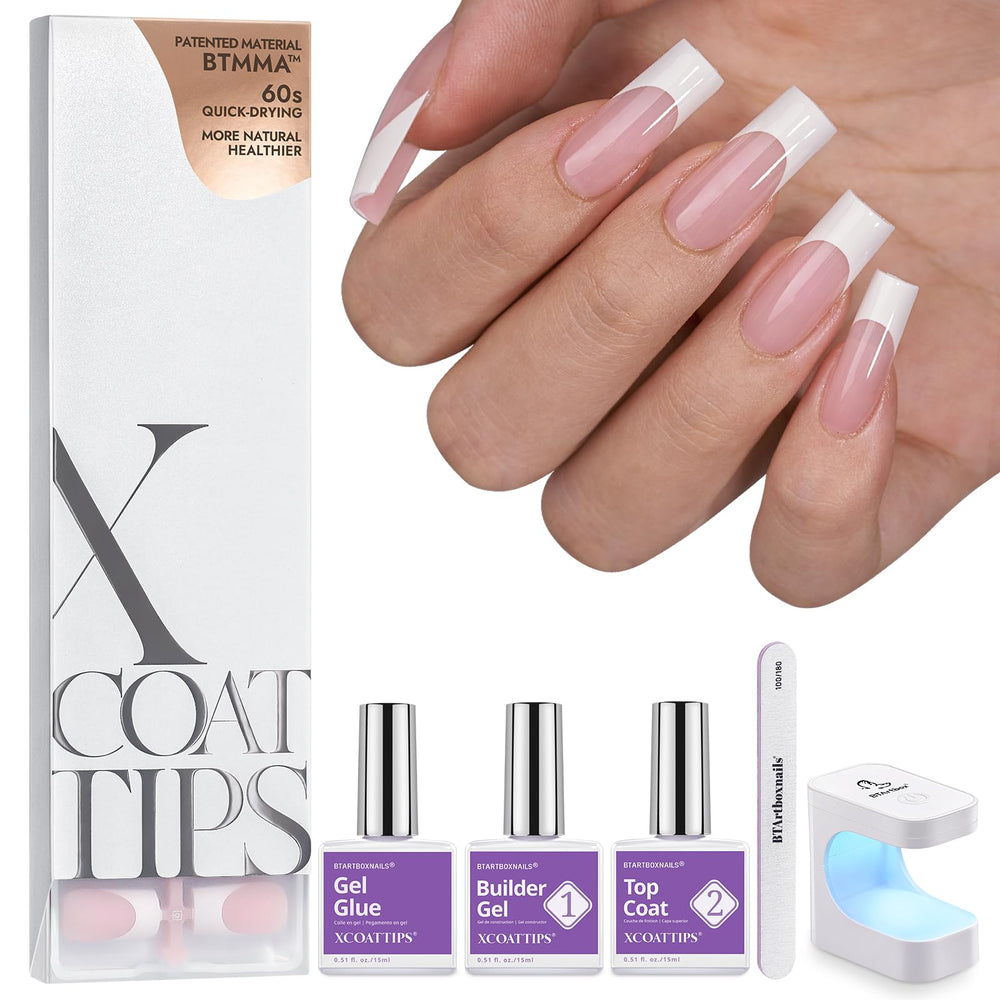 BTArtboxnails XCOATTIPS: tips longs carrés pour une manucure nette et durable.