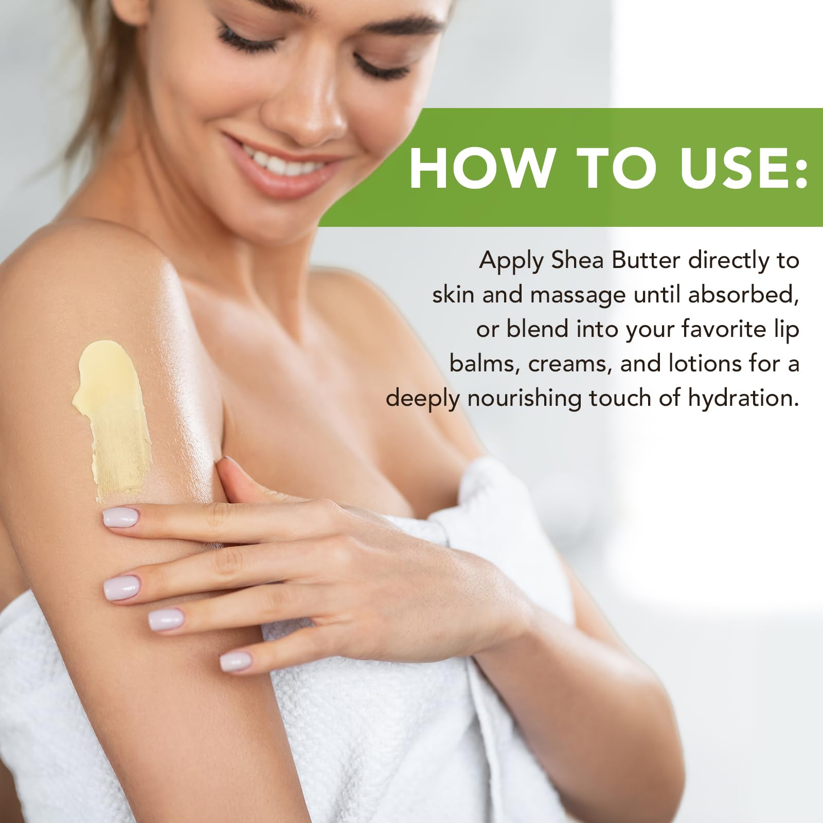 Btefls Shea Butter used on skin patches for gentle hydration.
