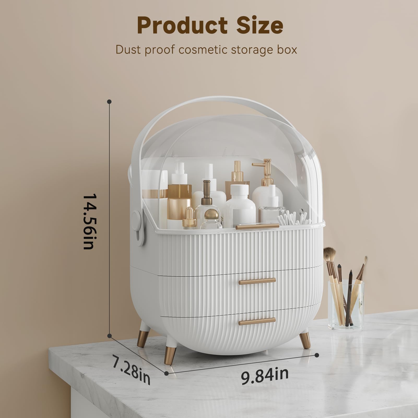 BTGGG Organisateur maquillage avec étagères spacieuses pour produits volumineux.