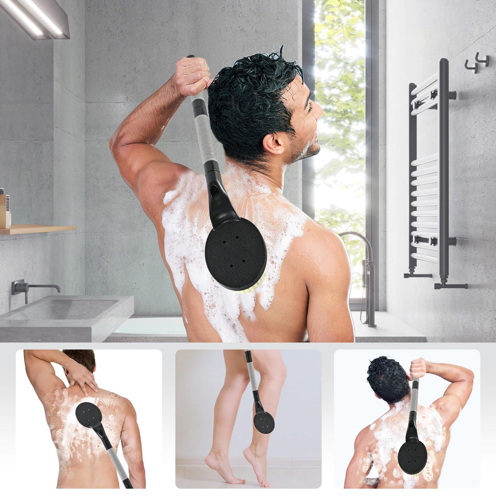BTideas brosse-dos-douche manche incline ergonomique facilitant l’accès au dos
