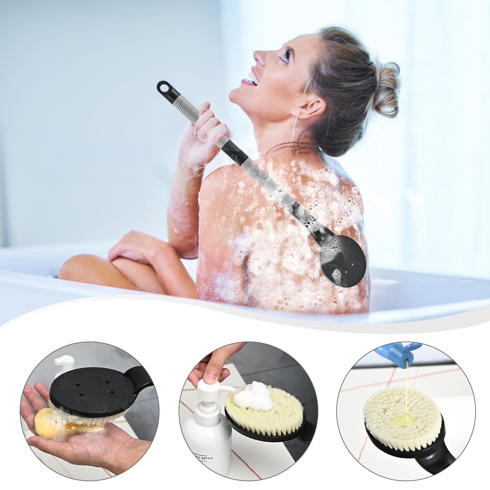 BTideas brosse-dos-douche nettoyage facile grâce au plastique résistant