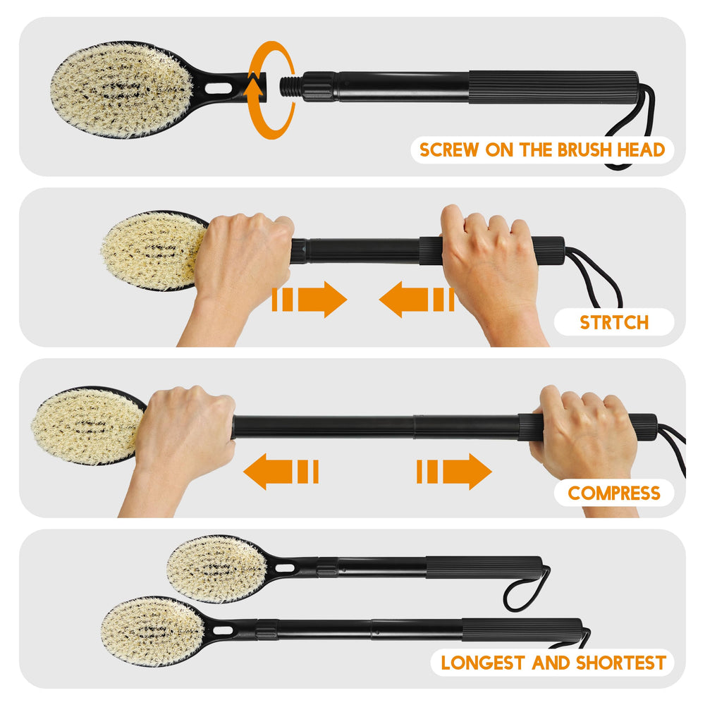 BTideas brosse dorsale avec manche en aluminium léger et durable.