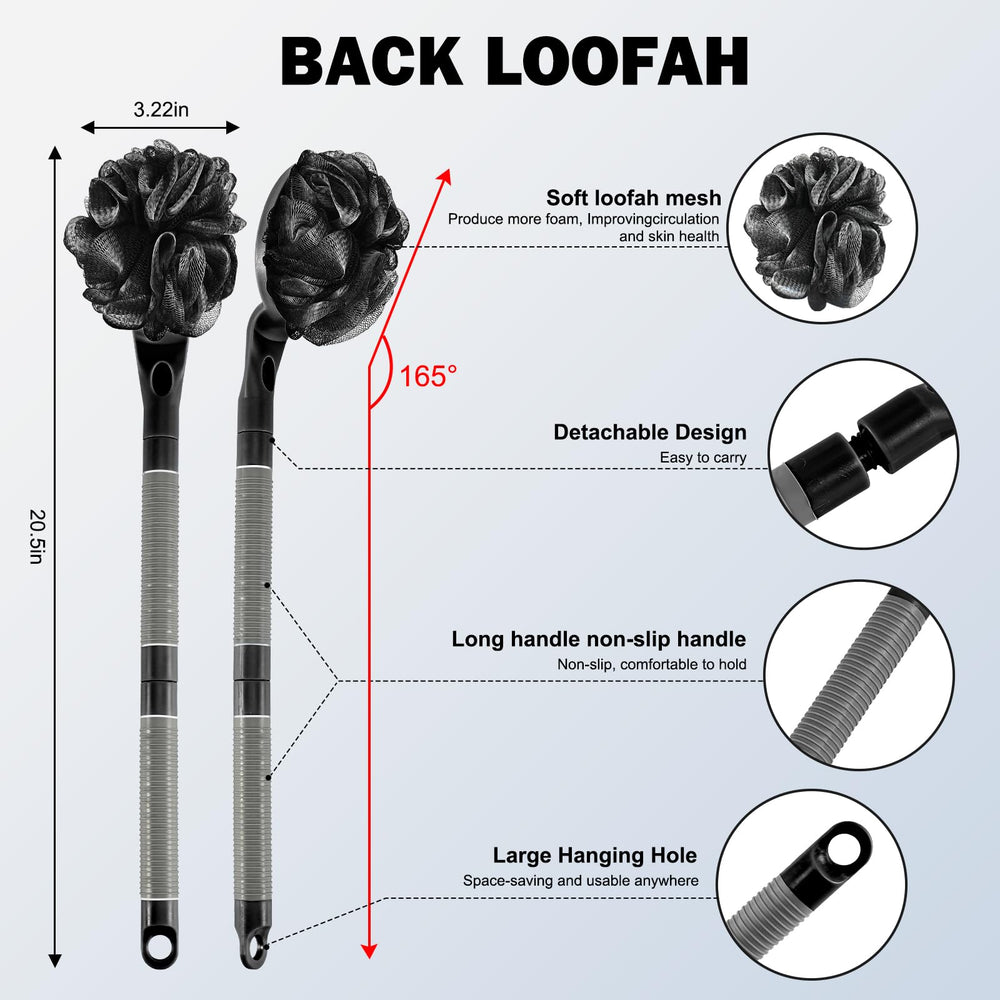BTideas Loofah manche anti-glisse, prise sûre sous la douche.