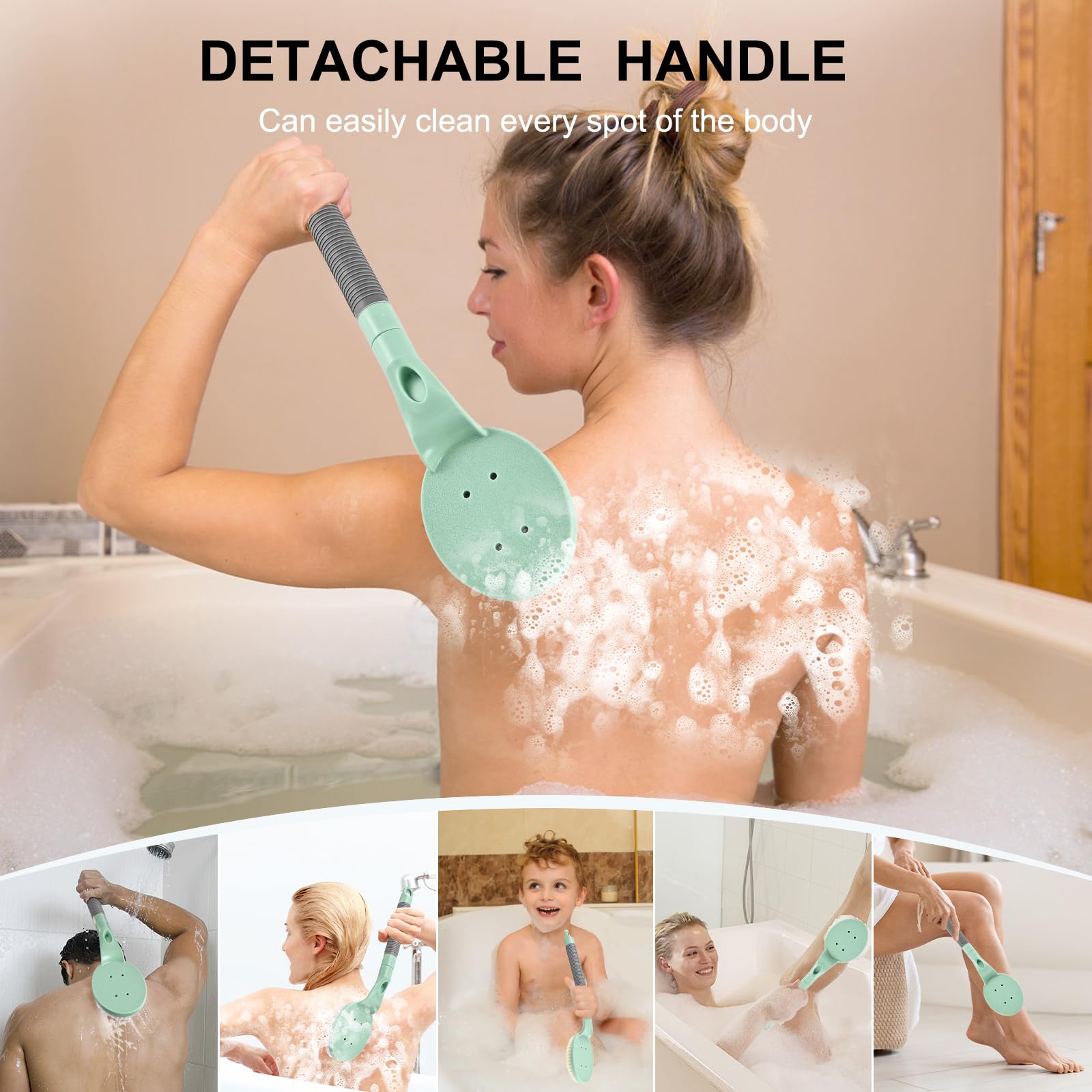 BTideas manche courbe ergonomique pour atteindre le dos et les jambes sans effort.