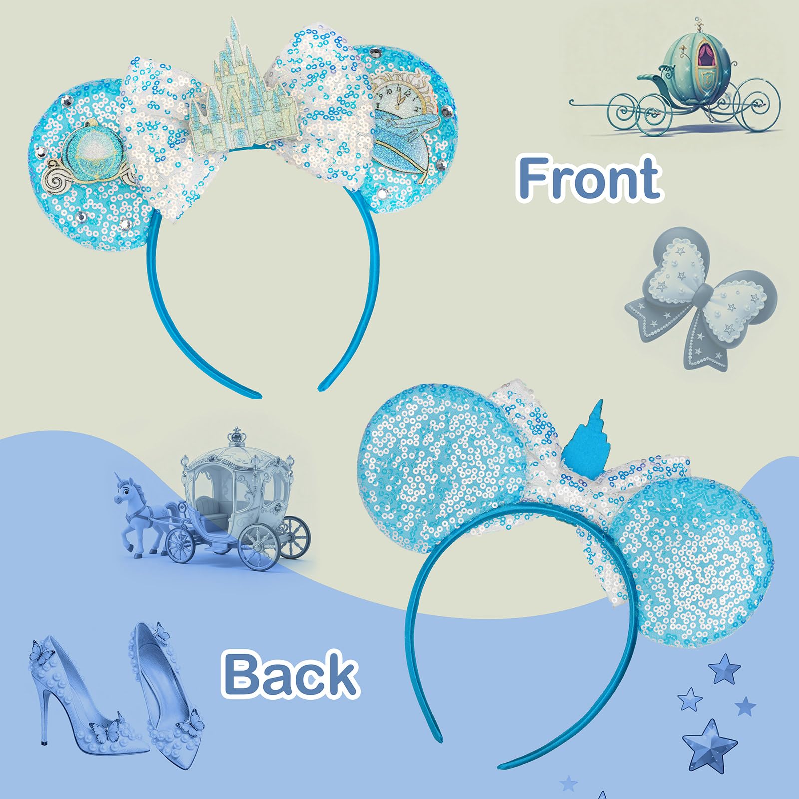 BTXJLLY oreilles souris brillantes reflétant la lumière – look festif.