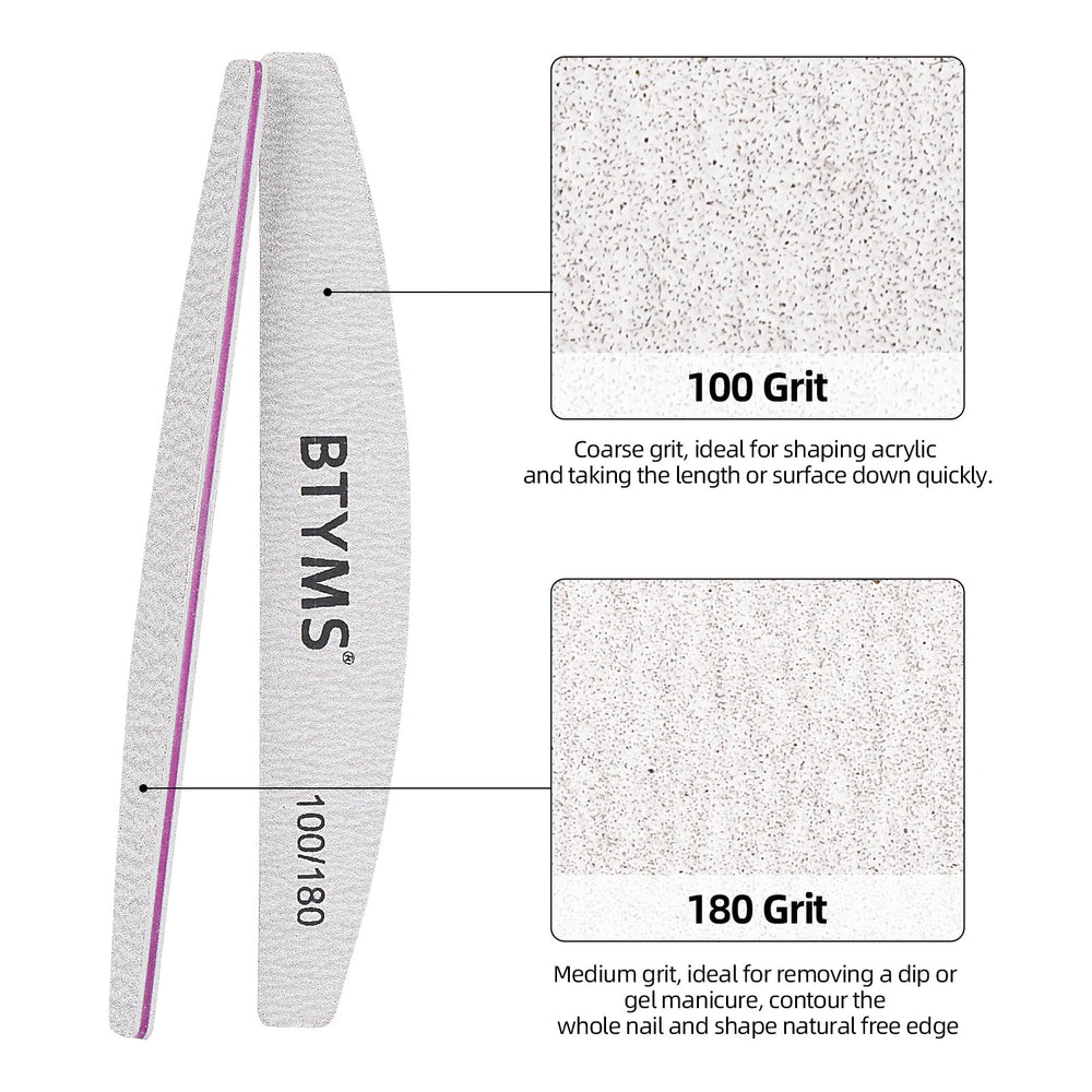 BTYMS lime ongles grain 180 fin, pour lisser et finir les ongles naturels.