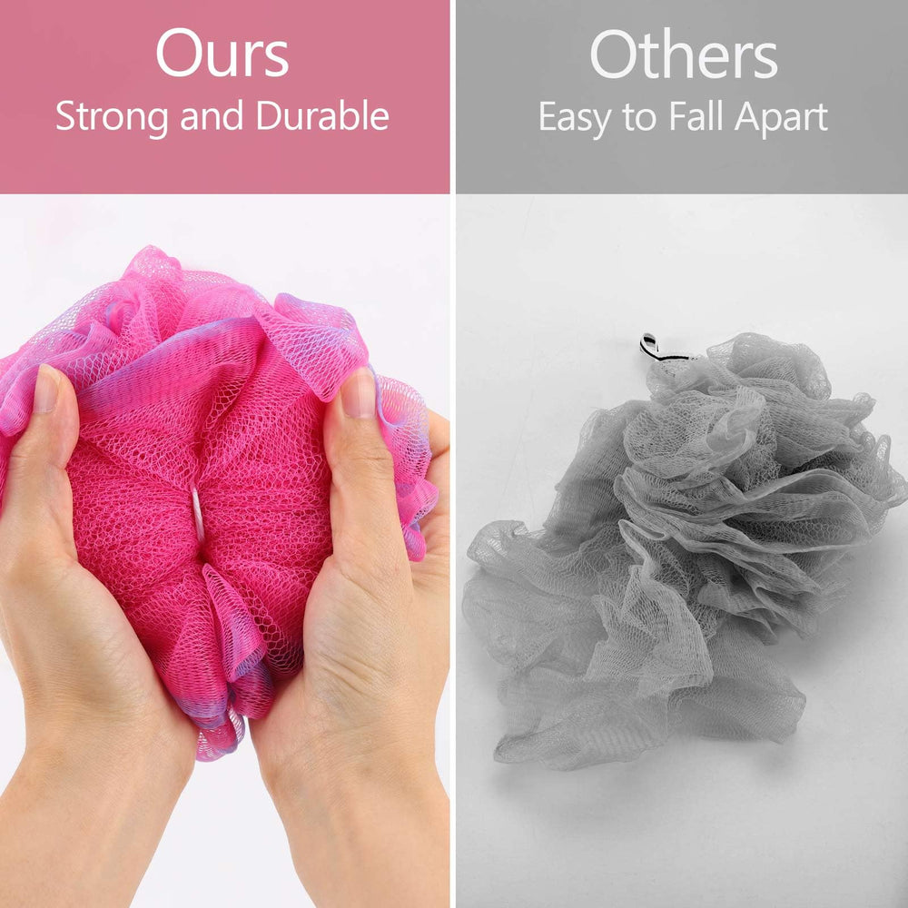 BTYMS éponge loofah – corde tressée pratique pour suspendre et sécher.