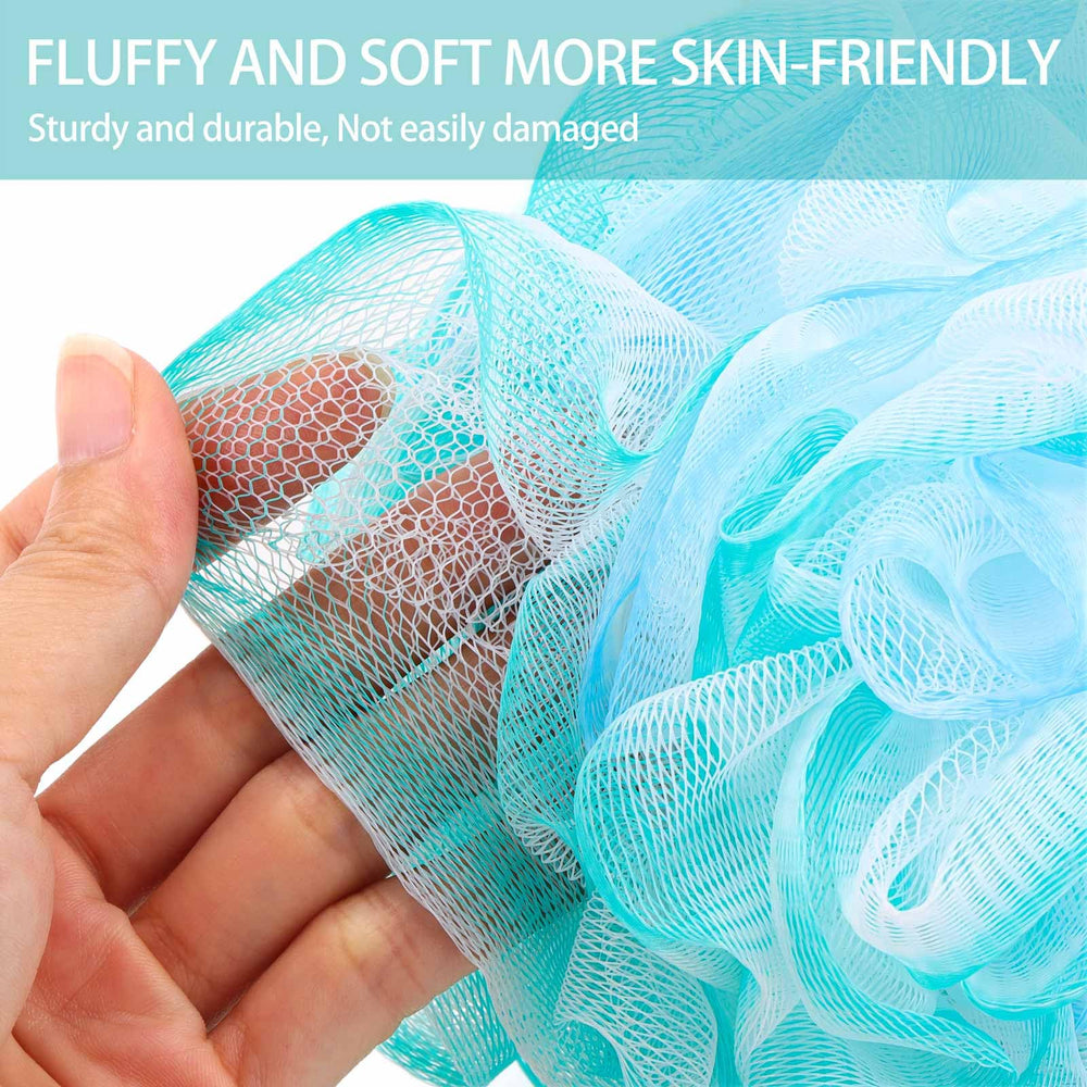 BTYMS éponge loofah – matière PE douce et solide, tient sa forme.