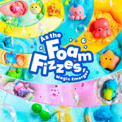 BubbleTail bath bomb releases vivid colors, transforming water into playful scenery.