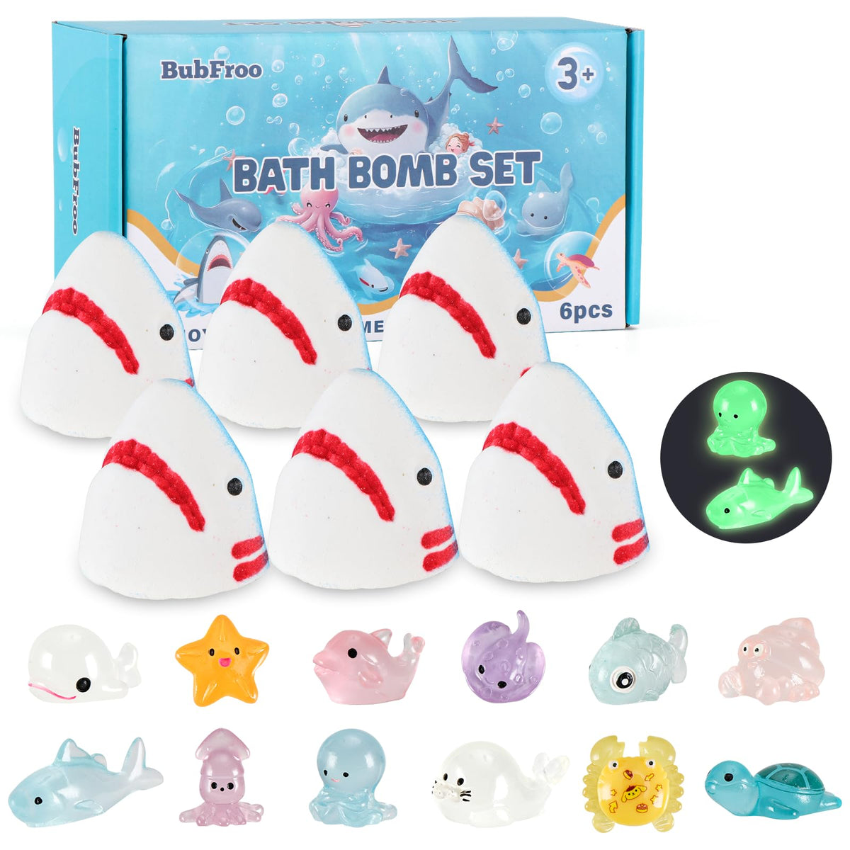 BubFroo bombes bain Requin ensemble 6 pièces pour enfant, bain amusant