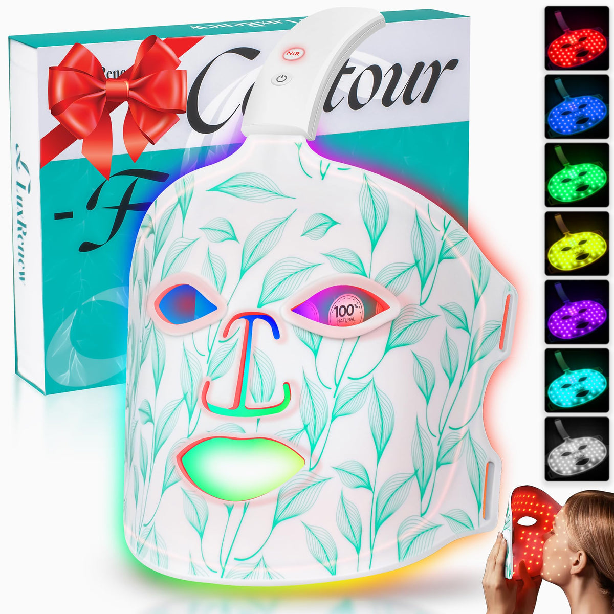 BUBLOC masque LED rouge 850 nm, soin du visage à domicile, pratique.