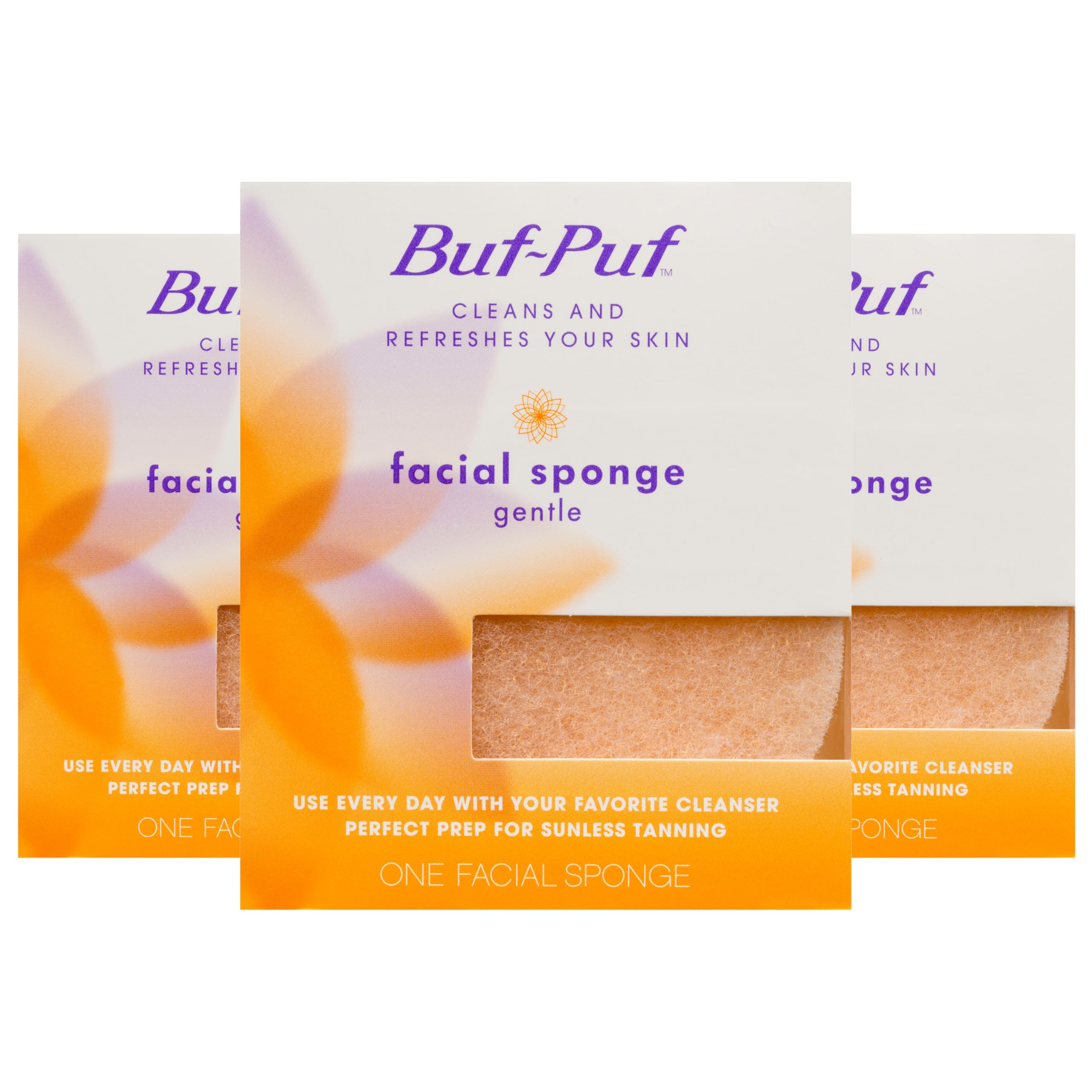 Buf-Puf éponge visage douce, pack de 3, nettoie en douceur les impuretés.