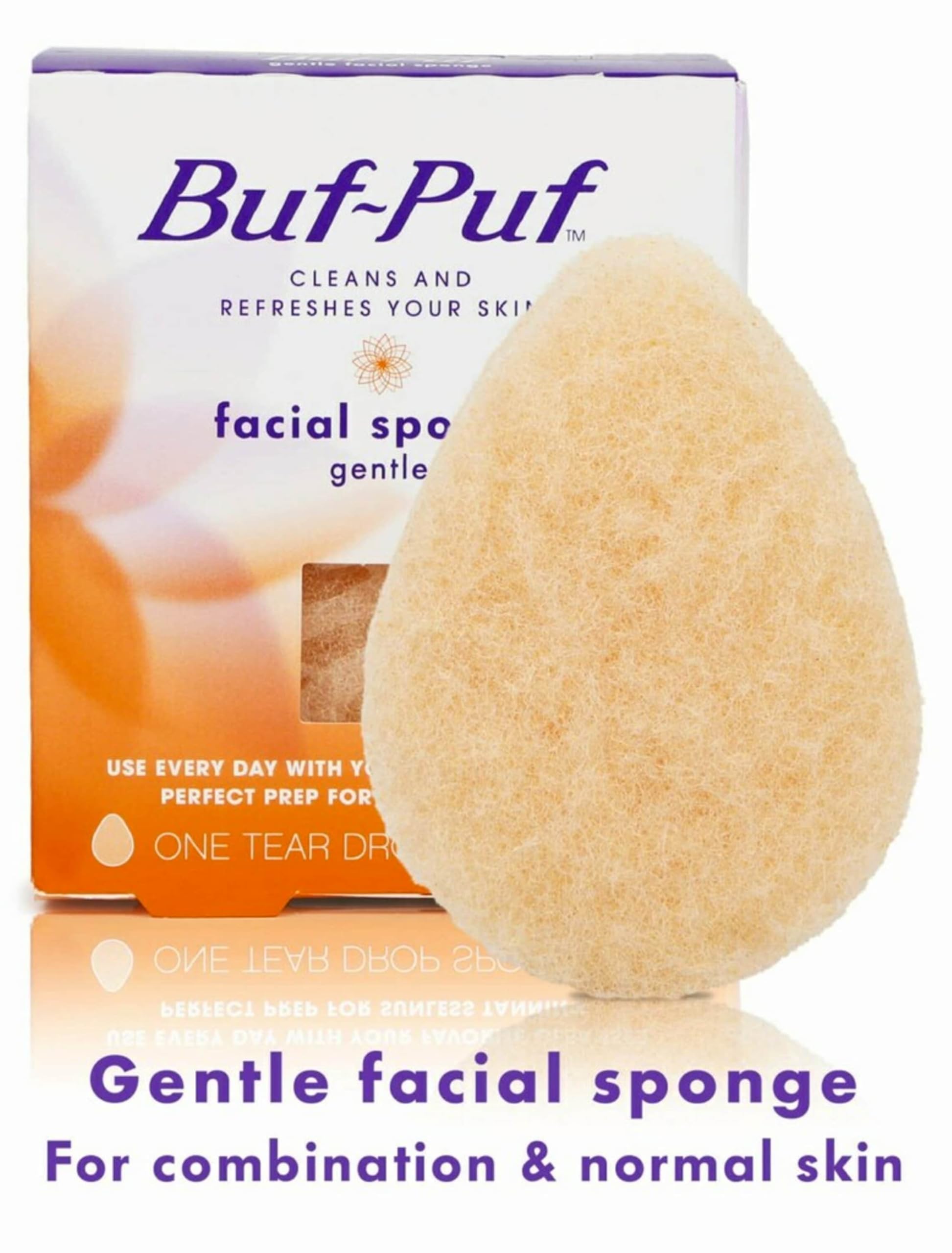 Buf-Puf éponge visage douce, texture fine pour exfoliation légère.