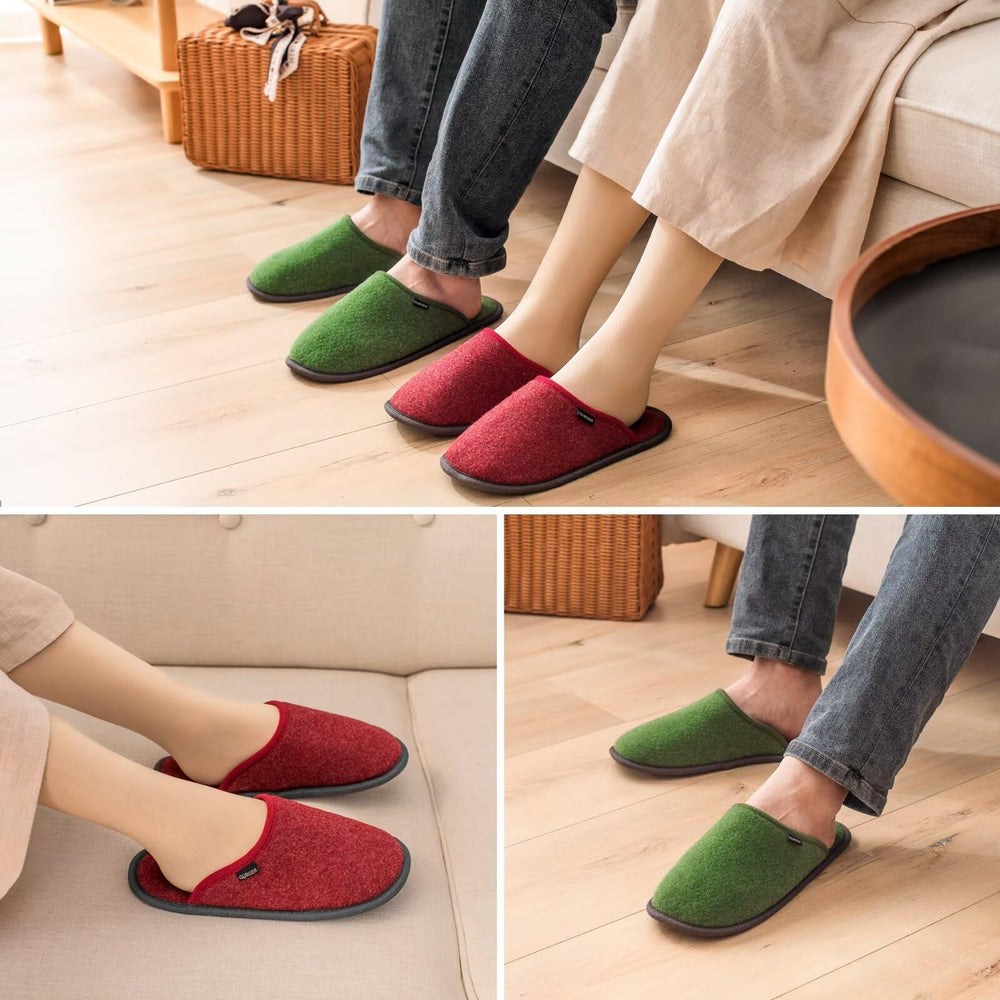 Détail de bordage sur les chaussons BUGUKI en feutre.