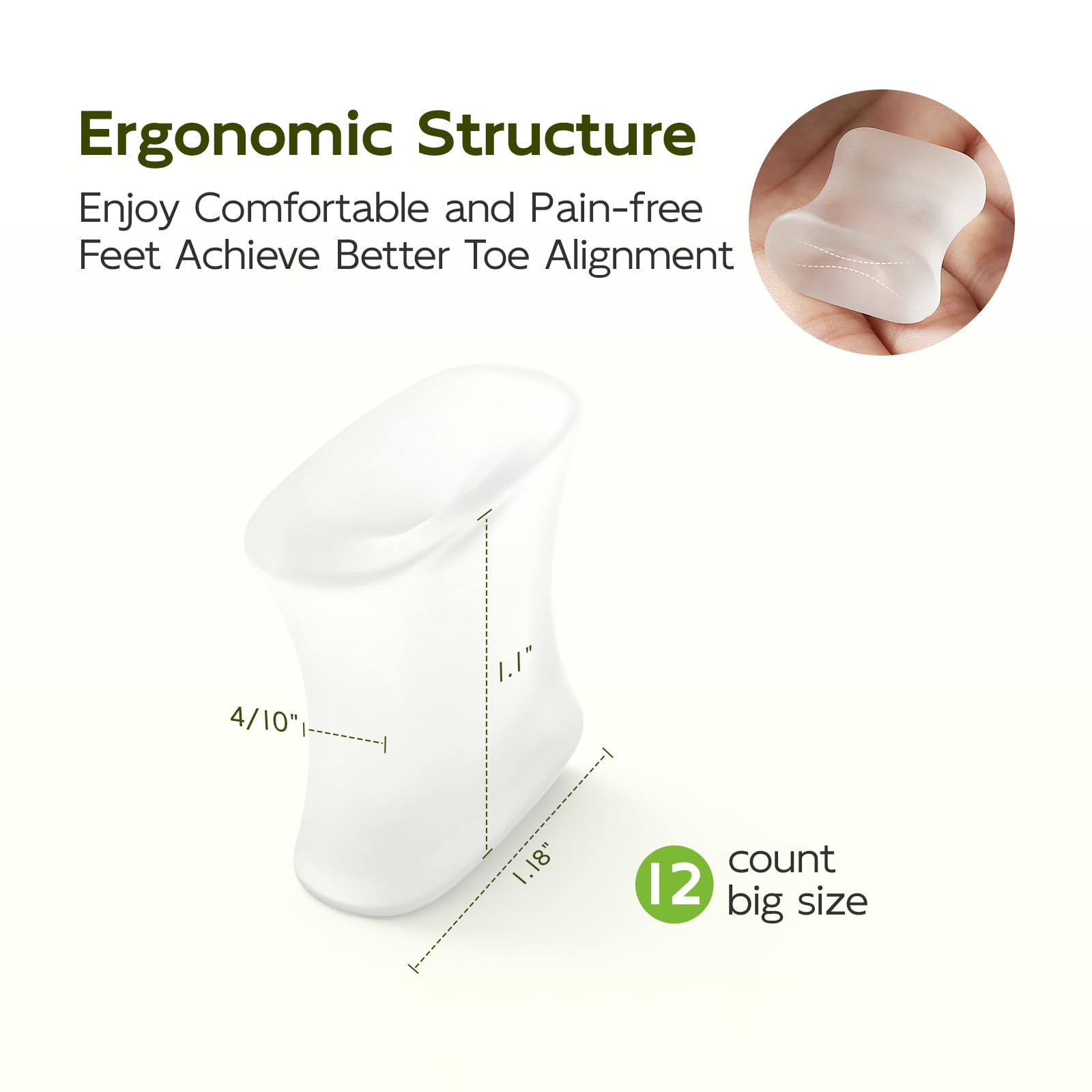 Bukihome séparateurs d’orteils en gel, douceur et réduction des frottements.