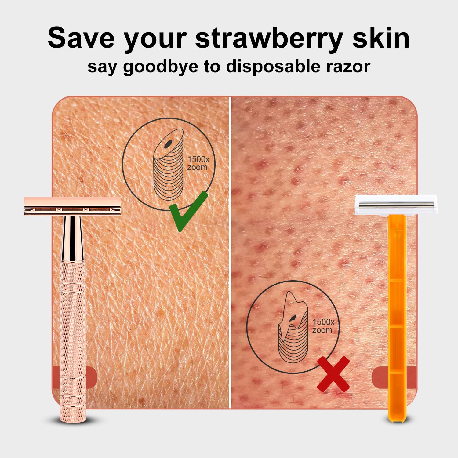 Rasoir métallique réutilisable BULIMICA pour une routine zéro déchet.