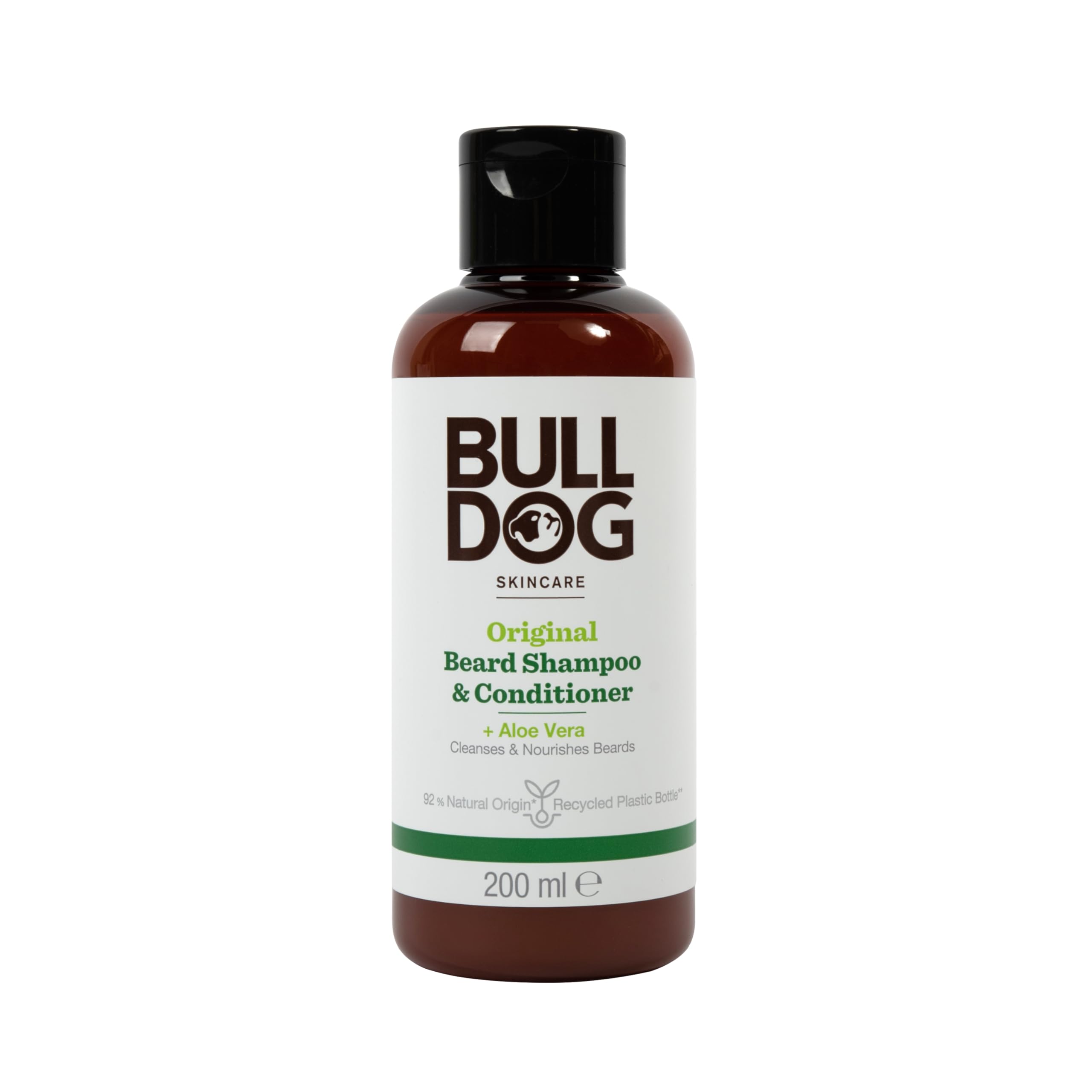 BULLDOG Shampoing-barbe 2 en 1, bouteille pratique pour barbe propre et hydratée.