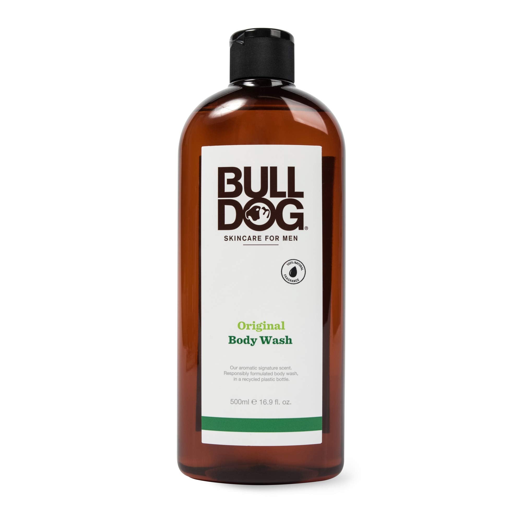 Bulldog Gel Douche Original: bouteille ambrée durable et élégante.