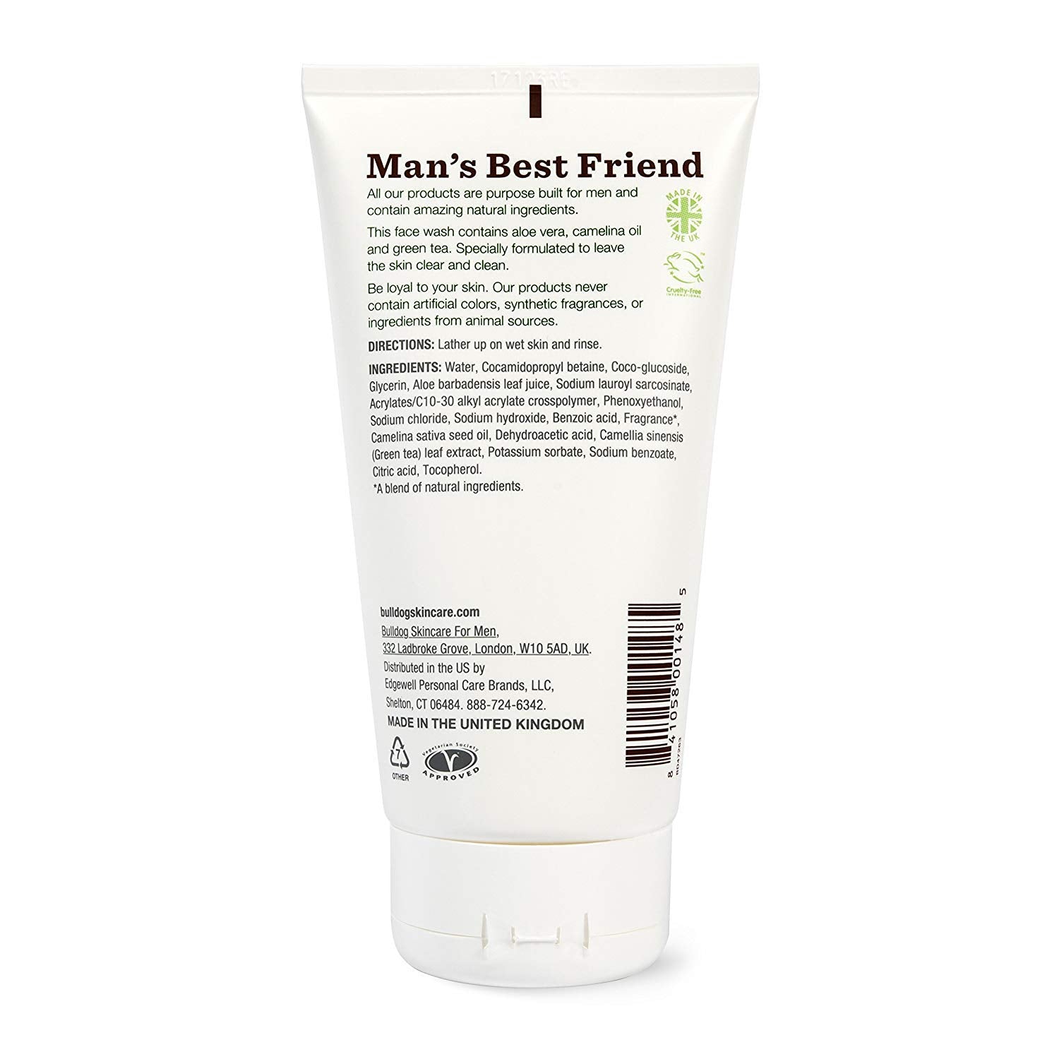 Bulldog Gel Nettoyant Visage Original — pompe pratique pour un rinçage rapide.
