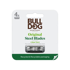 Bulldog lames originales, refills 4 pièces, rasage fluide et précis.