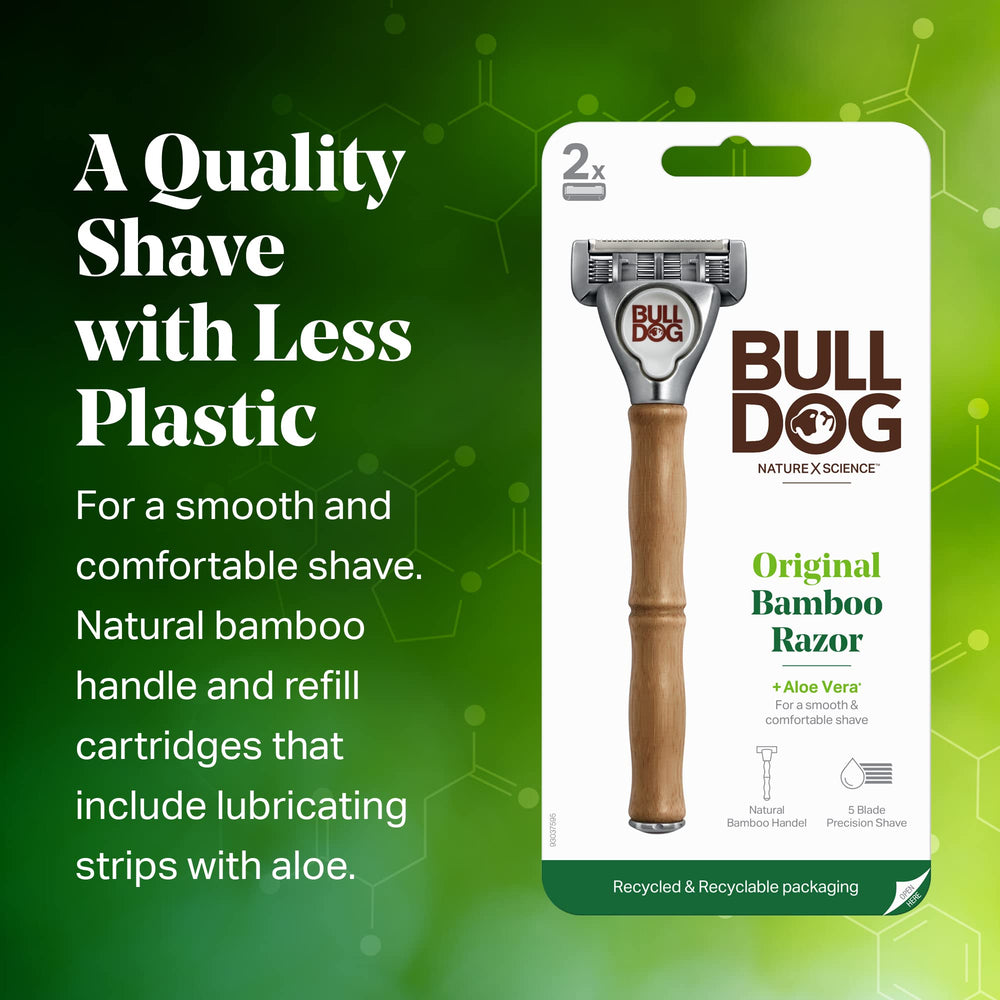 Bulldog rasoir bande lubrification à l’aloé, glisse douce et apaisante.
