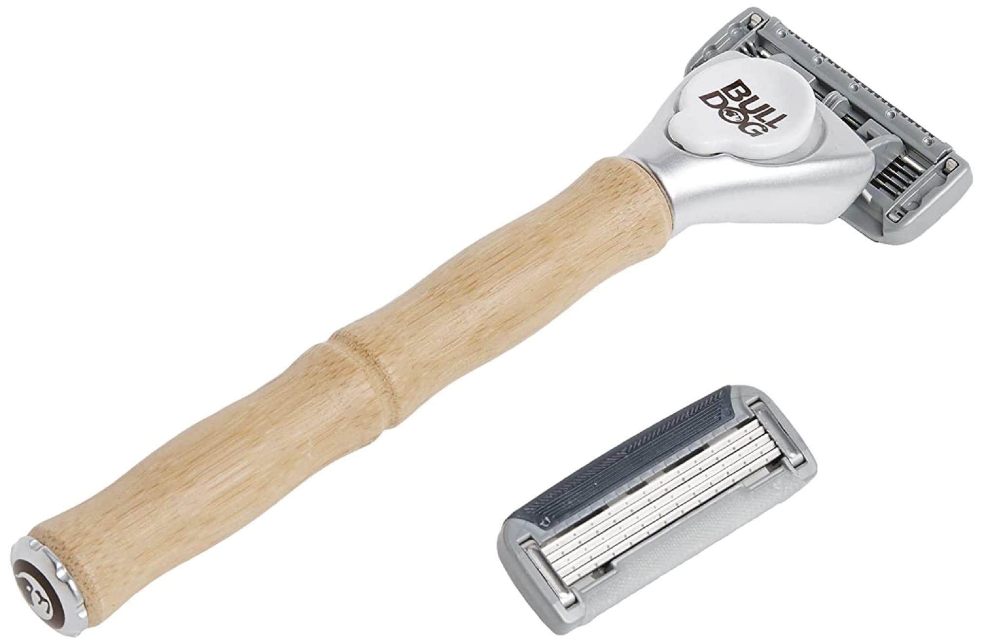 Bulldog rasoir poignée bambou naturel, design écologique et confortable.