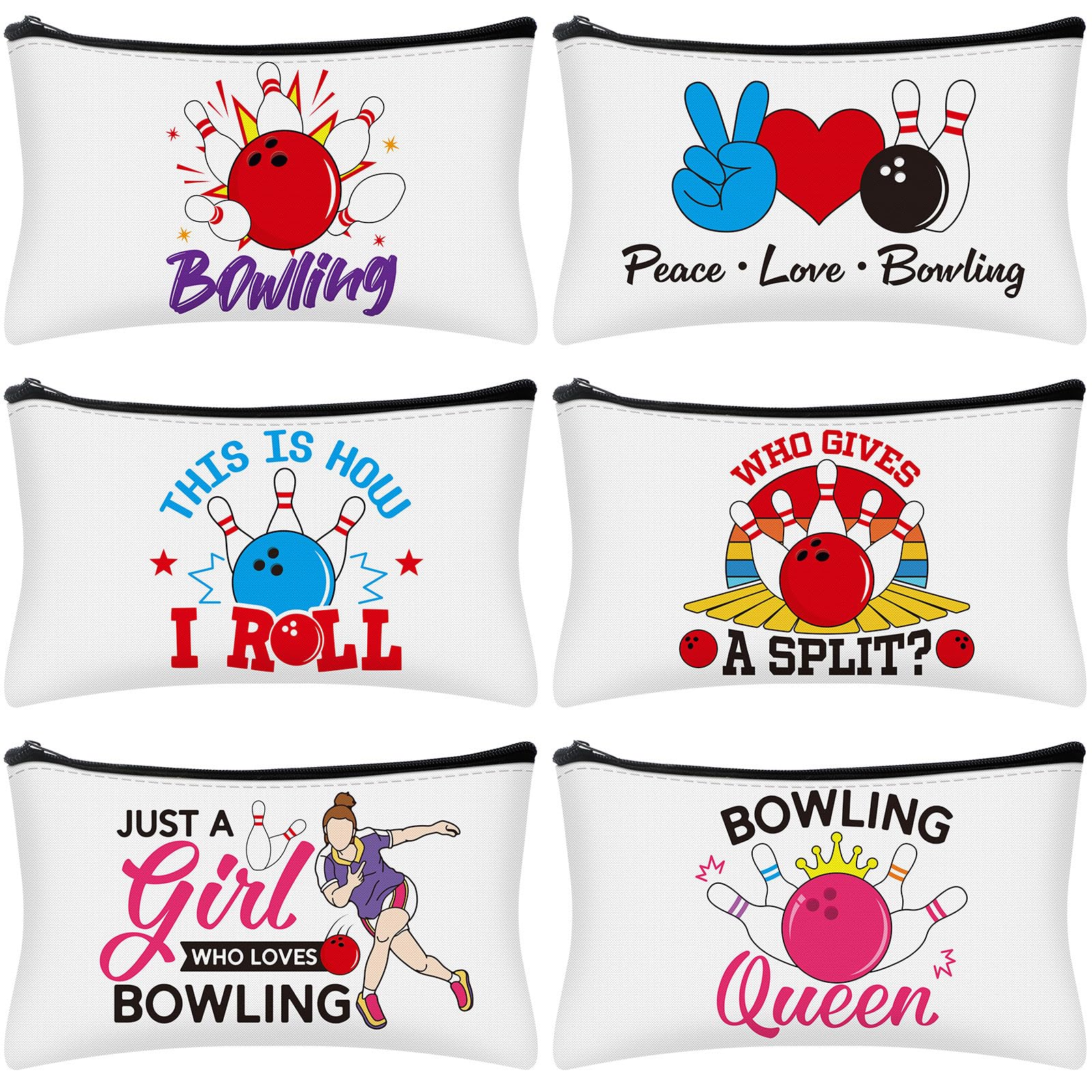 Pochettes maquillage Bowling Bulyoou, six modèles, rangement élégant et pratique.