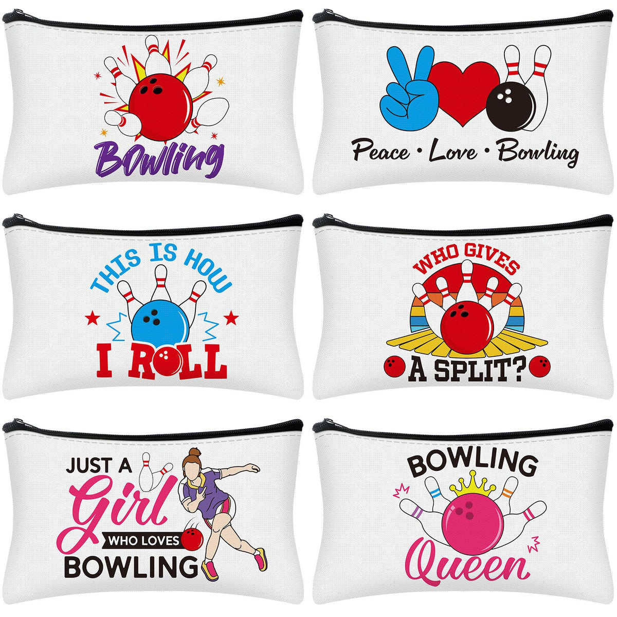 Pochettes maquillage Bowling Bulyoou, six modèles, rangement élégant et pratique.