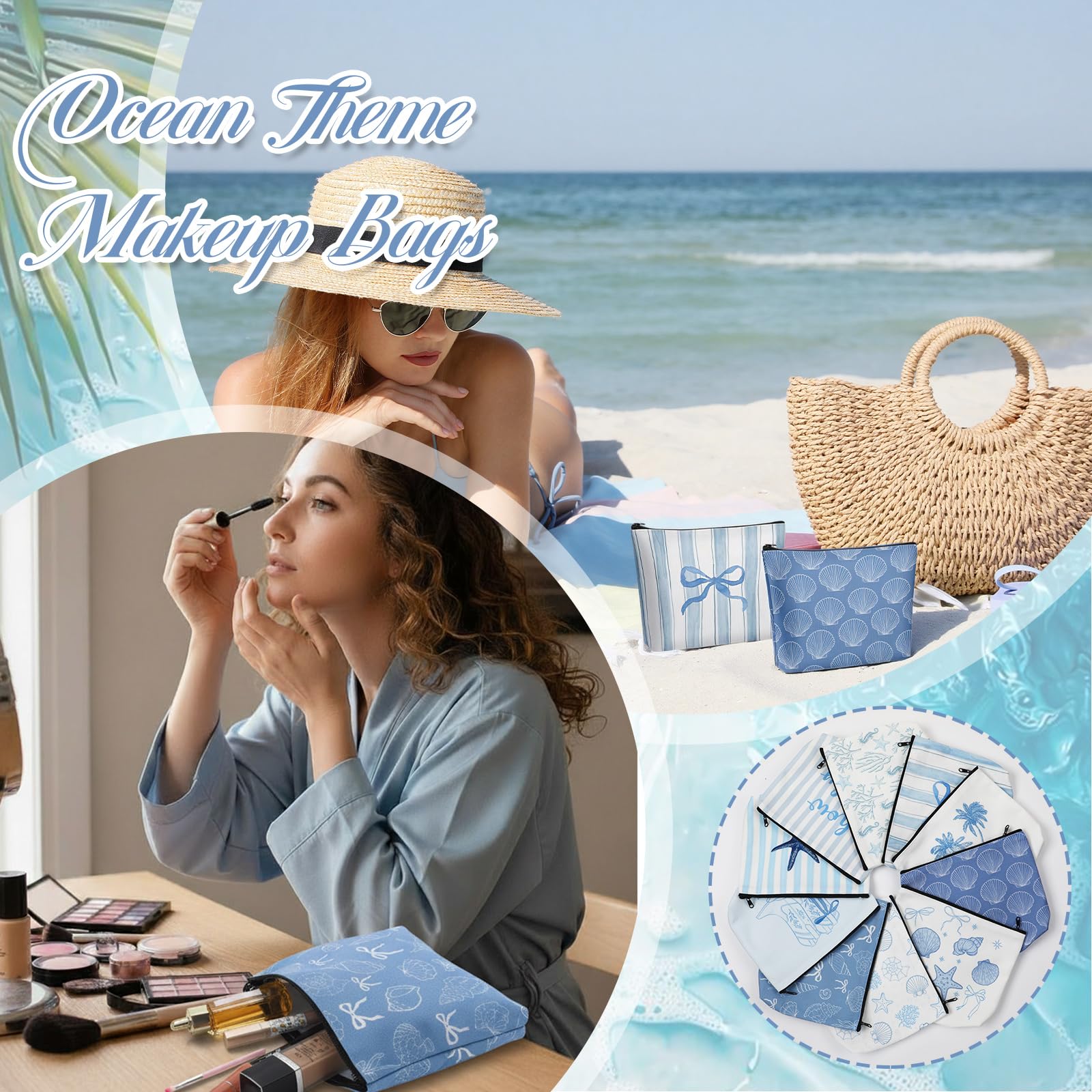 Sac cosmétique Bulyoou algues: rangement zippé sûr pour petites affaires et accessoires.